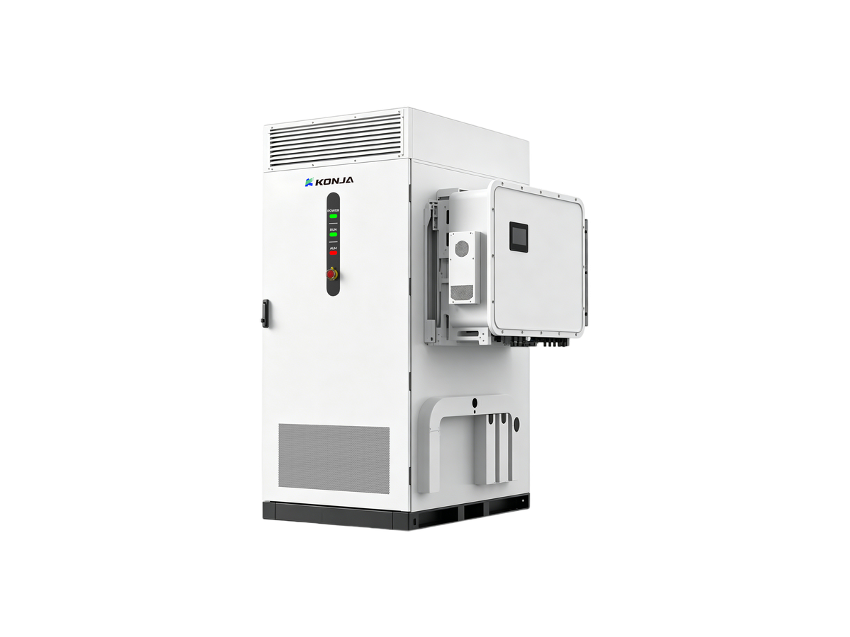 KONJA 261kWh liquid-cooled energy storage cabinet with a side-mounted hybrid inverter