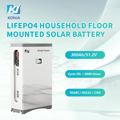 Good price KonJa Household IP50 Grade A Battery Cell Deep Cycle 51.2v 300Ah 15.36kWh Wall Mounted Solar Battery with screen online